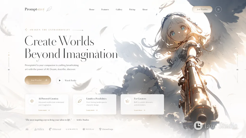 Modern website landing page layout with clean interface sections and graphics.