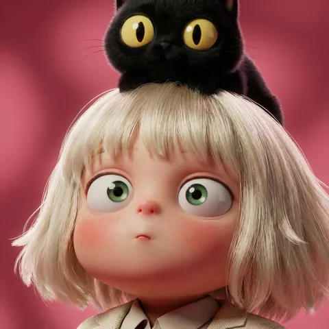 Cinematic 3D render of a high-fashion character with realistic lighting and soft glow.