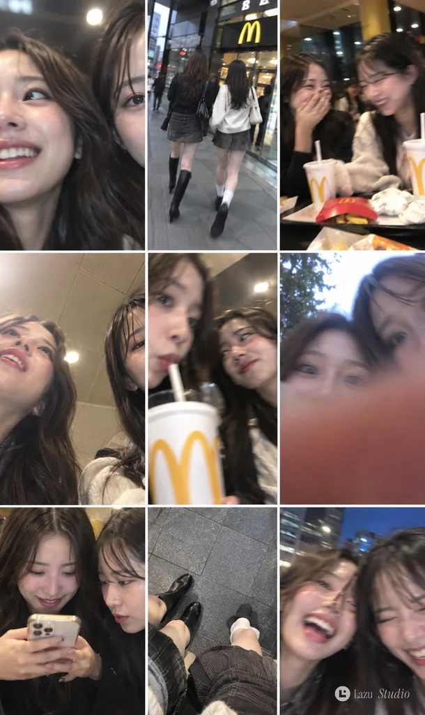 A three-by-three grid of candid, unpolished amateur snapshot photographs.